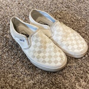 White Checkered Vans